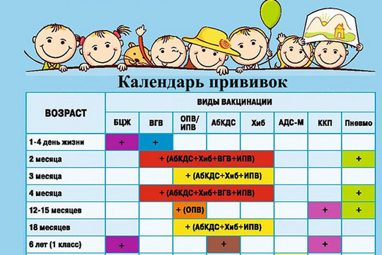 Календарь прививок детям до года